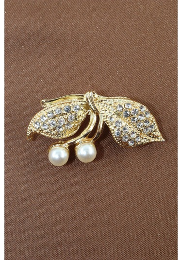 Gold Renk Fiyonk İnci Broş. Kristal Taşlı Tasarım İncili Fiyonk Yaka İğnesi Erkek Kadın Broş Gold