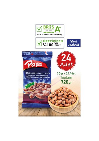 Paşa Kuruyemiş Kavrulmuş Tuzlu Yer Fıstığı 24 x 30 G