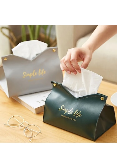 Yeşil Deri Doku Kutusu Araba Doku Kutusu Ev Oturma Odası Dekorasyon Yatak Odası Mutfak Masaüstü Modern İskandinav Saklama Kutusu Peçete Tutucu