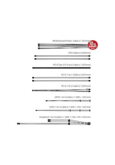 ASUS TUF Gaming 1000G 80+ GOLD 1000W ATX 3.1 Tam Modüler Güç Kaynağı