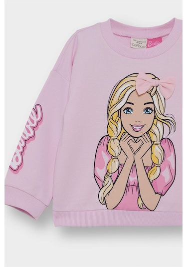 Defacto Kız Bebek Barbie Bisiklet Yaka Sweatshirt F4979a525aupn633 Pembe