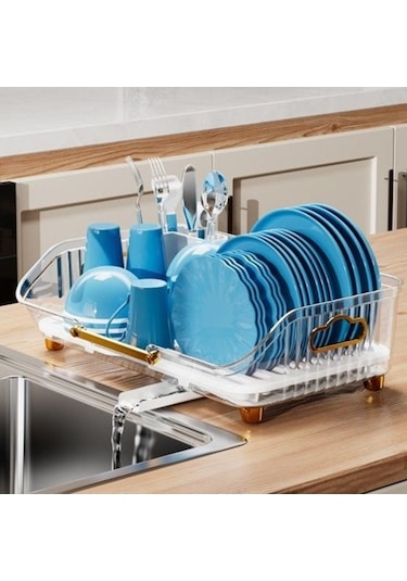 Pazly Kahverengi Mutfak Bulaşıklık Pot Plaka Rafı - Bpa İçermeyen Plastik Drenaj Tutucu - Kullanışlı Mutfak Organizatörü Kahverengi