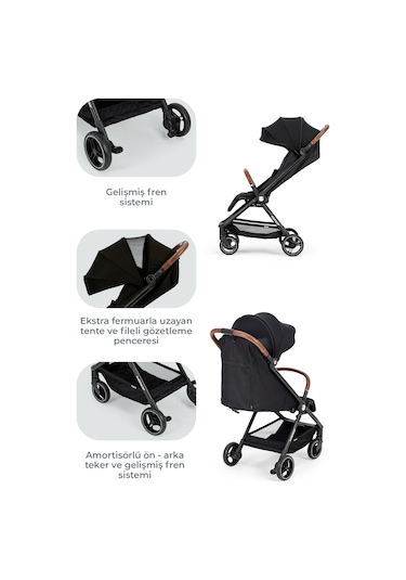 Kanz Instreet Autofold Travel Sistem Bebek Arabası Siyah Antrasit - Siyah