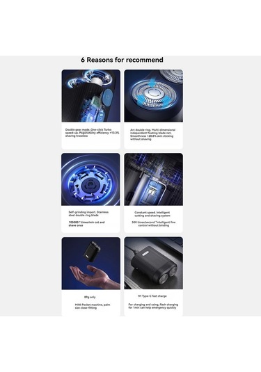 Xıaomı Showsee Turbo Elektrikli Tıraş Makinesi Ikiz Bıçak Kuru Islak Jilet Sakal Düzeltici Kesici Typec Şarj Edilebilir Erkek Jilet Makinesi