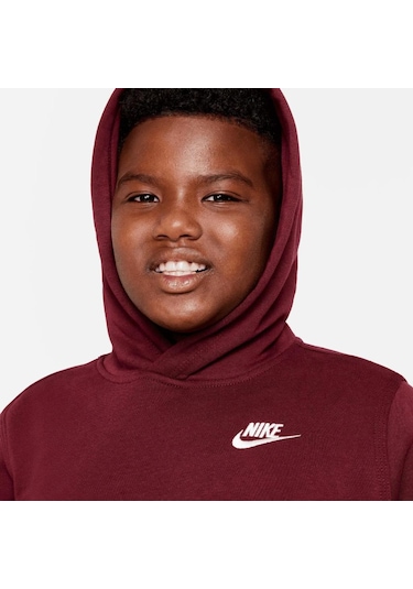 Nike DA5114 - 638 Sportswear Hoodie Club Çocuk Bordo Sweatshirt