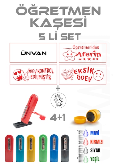 Öğretmen Kaşesi Aferin Kaşesi Cep Kaşesi 5 Li Set