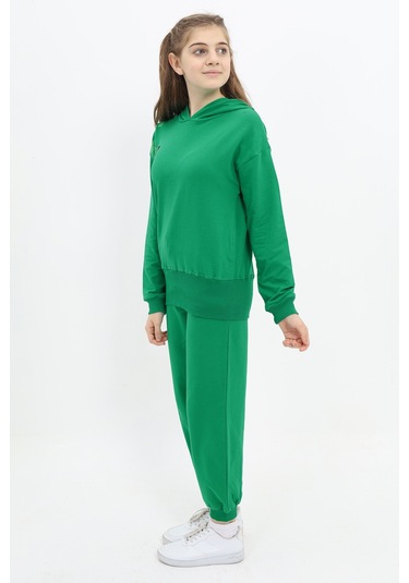 Toontoy Kız Çocuk Baskılı Eşofman Takım Çimen Yeşili