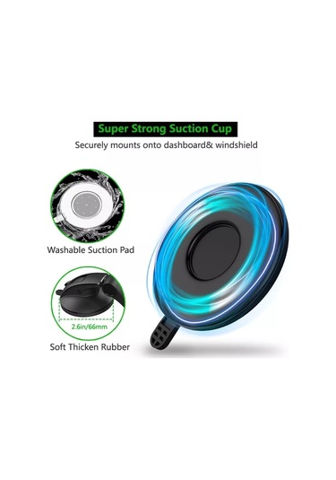 Sones Çok Fonksiyonlu Araba Merkezi Konsol Pano Vantuz Manyetik Telefon Tutucu Yeşil