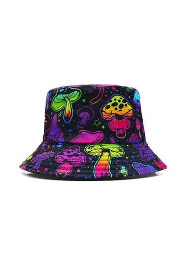 Snapbuy Bocca Unisex Karikatür Mantar Baskı Kova Şapka - Çift Taraflı Panama Kap Chınagreenxs Green