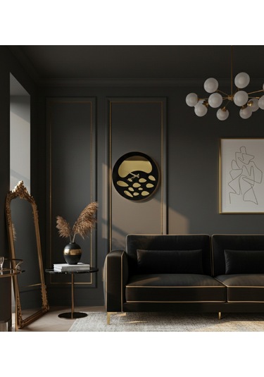Nova Model Duvar Saati 50 X 50 Cm - Duvar Dekorasyon Ürünleri Siyah Gold