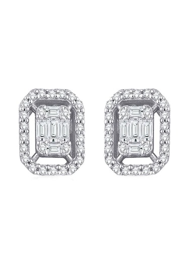 Beyaz Altın Baget Küpe N11.8463