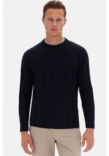 Twn Slim Fit Lacivert Rib Örgü Kazak 3ec063302441m 101