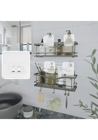 Güçlü Kendinden Yapışkanlı Kancalar Köşe Rafı Banyo Rafı Duş Rafı Kancası, Su Geçirmez Askı 6 Adet Çok Renkli