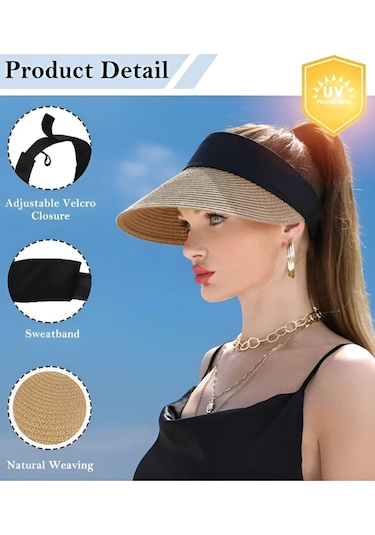 Tezzgelsin Kadın Hasır Vizör Şapka Camel