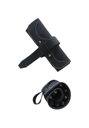 Özel Tasarım - Crazyhorse Deri Rulo Kalemlik - 8 gözlü - Lacivert