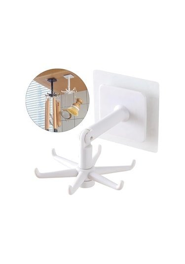 360 Derece Dönebilen Kanca Duvara Monte Edilebilen Askı Organizer Çok Renkli