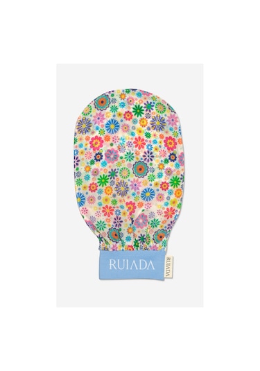 Flowers Series 50 Factor %100 Floş Ipek Ince Banyo Duş Kesesi Peeling Eldiveni Blue