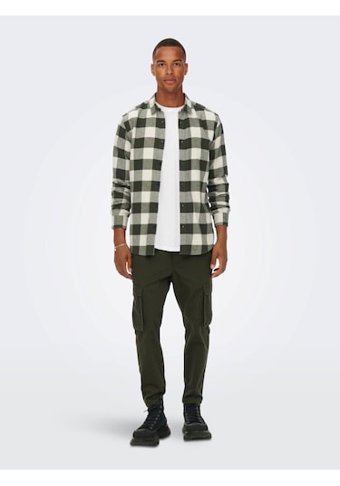 Only & Sons Onsgudmund Erkek Kareli Gömlek Yeşil 001