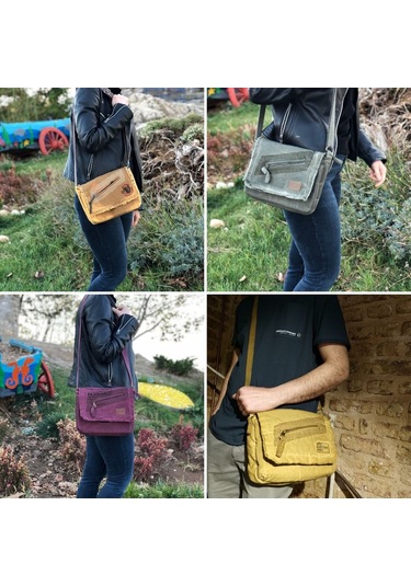 Old Cotton Cargo 7136 Küçük Omuz Günlük Okul Bag Tablet Çantası Açık Yeşil