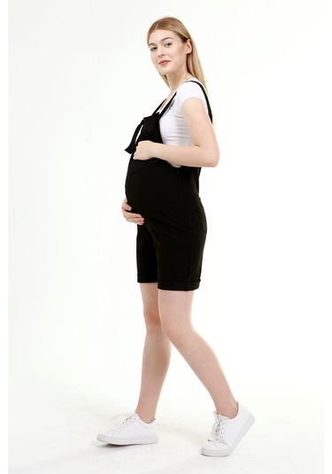 Luvmabelly Myrb6205 - Siyah Hamile Şort Salopet-siyah