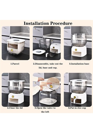 Xurunkeji 10 Kg Mutfak Nano Kova Böcek Geçirmez Nem Geçirmez Mühürlü Pirinç Kovası Tahıl Evcil Hayvan Maması Saklama Kabı Pirinç Kutusu Beyaz