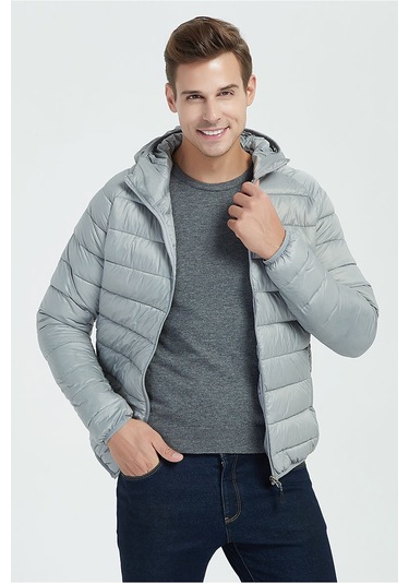 Yeni Moda İnce Kısa Kapüşonlu Erkek Pamuklu Ceket Kırmızı