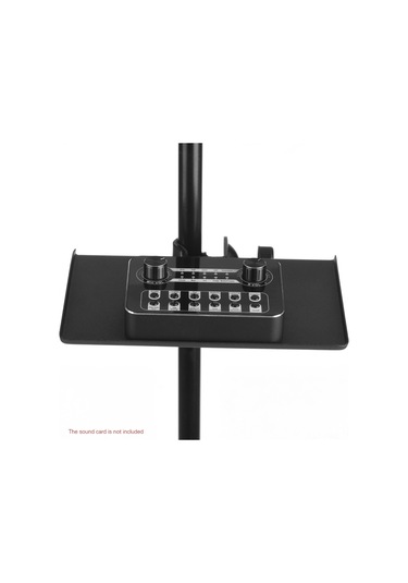 Honmex Mikrofon Sandalyesi Metal Tepsisi, Sabitleme Kelebeği İle, Ses Kartı Vb. Eşyaları Konulabilir, Siyah, 20x13cm