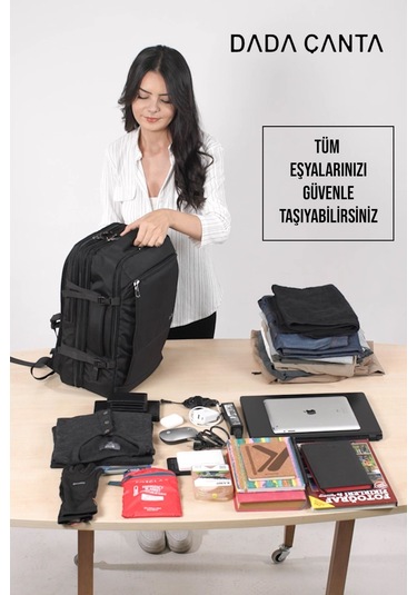 Dada USB Type-C Girişli Fonksiyonel Laptop Sırt ve Seyahat Çantası Lacivert 15,6 İnç 40 Litre