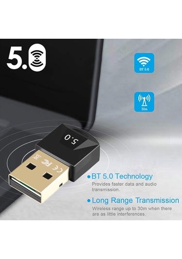 Wezone Usb Bluetooth 5.0 Adaptörü - Sürücü Gerektirmeyen Bilgisayar Transmitter/receiver - 3mbps Hızlı Veri Transferi