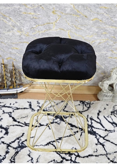 Kare Gold Kaplama Yeşil Puf Oturak - Bench - Ayak Ucu Oturak - Ta 001