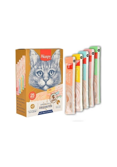 Wanpy Karışık Kedi Sıvı Ödülü 14 Gr 25li 2 Eko Paket