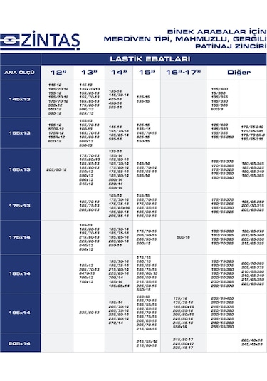 Mahmuzlu Gergili Patinaj Zinciri 205/70 R13