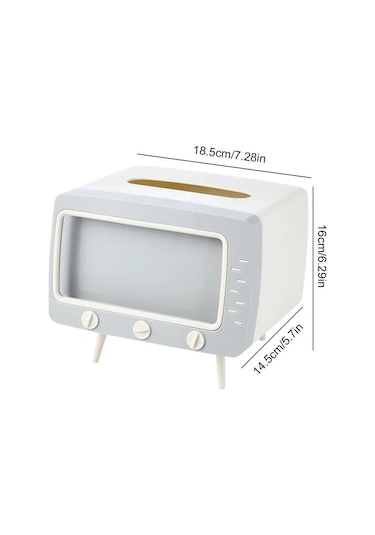 Mufunye Retro Tv Desenli Çift Fonksiyonlu Servet Tutucu: Akıllı Telefon Tutucu İle Ev Ofis Dekorasyonu Beyaz