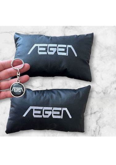 Fiat Egea Nakışlı Deri 1 Çift Boyun Yastık 1 Adet Metal Anahtarlı