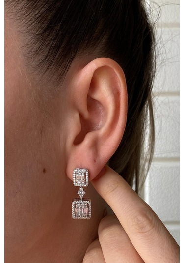 7,5 Mm Kadın Baget Taşlı Doğal İnci Küpe Kolye Bileklik Yüzük Dörtlü Set 11 Gümüş