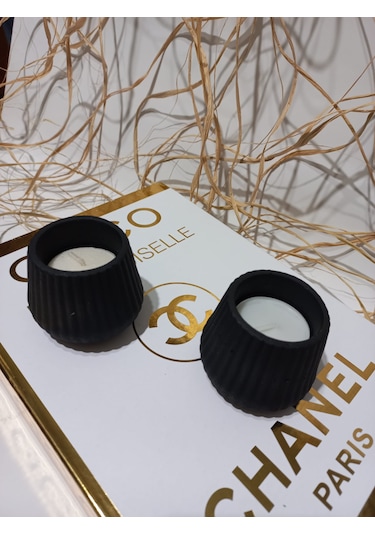Tealight Mumluk 2 Li Siyah Siyah