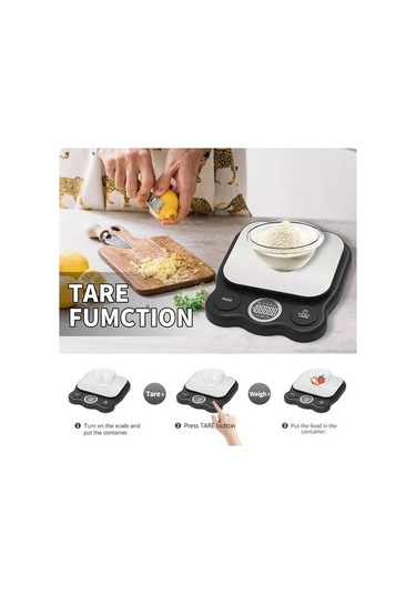 Fastbuy Challenger Siyah Hassas Dijital Gıda Terazisi, Mutfak İçin Lcd Ekranlı, Yemek Pişirme Siyah