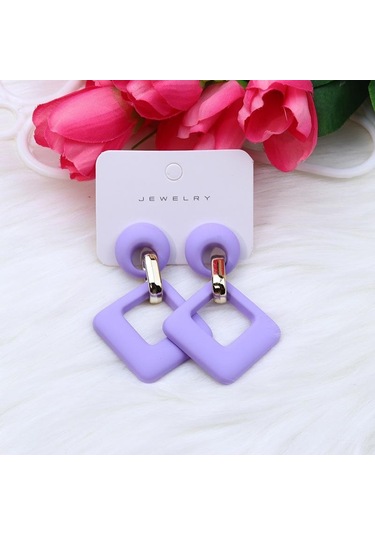 Mor Opk, 2023'ün Yeniliği, 12 Renk, Kare Akrilik Çerçeveler, Kadınlar İçin Lüks Çok Renkli Geometrik Küpe, Takı Pd1488 Mor