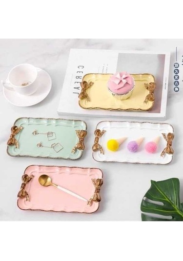 Tongxida Bosphorusboutique Mavi Küçük Kek Tabak, Sevimli Saklama Mücevher Dikdörtgen, Mavi Mavi Fiyonk Gk Mavi