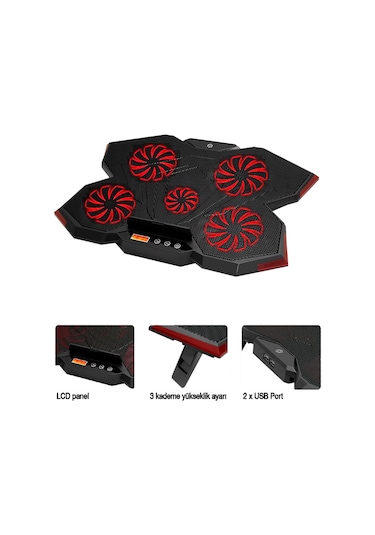 Frisby FNC-5255B GP5 E-Sport Desing 5 Fanlı Pro Standlı Notebook Soğutucu