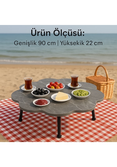 Yaprak Form Katlanabilir Yer Piknik Ve Kahvaltı Sofrası Sahil Kam
