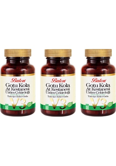 Balen Gotu Kola-At Kestanesi-üzüm Çekirdeği 60 Kapsül 3 Adet