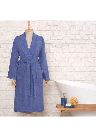 Karaca Home Daily Soft İndigo %100 Pamuk Kadın Bornoz S/M