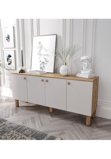 Işık Çok Amaçlı Bohem Konsol Meşe-kumtaşı, Bohem Salon Mobilyası