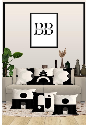 Belle Benoit Baskılı Dekoratif 6'lı Koltuk Kırlent Kılıfı Desen15