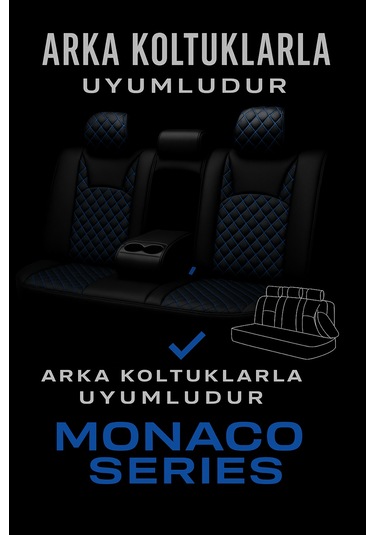 Suzuki Sx4 Sedan 2007 2013 - Monaco Eviza Kumaş Deri Detaylı Oto Koltuk Kılıfı - Siyah Mavi Siyah Mavi