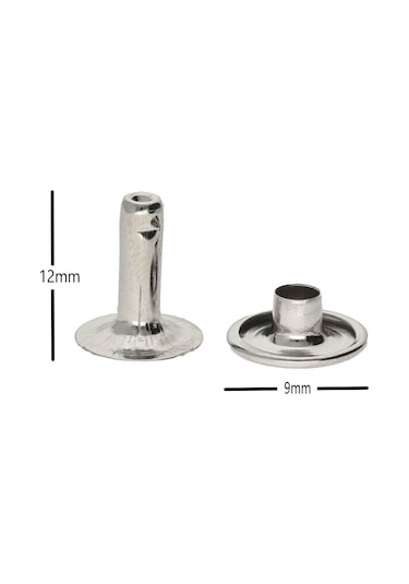 Uzun Rivet, Perçin 9mm Kafa 33,5 12mm Bacak , Nikel 1000 Adet