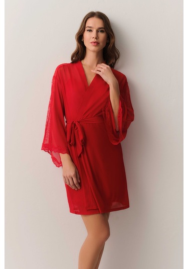 Suwen Dark Romance Kısa Sabahlık St4455615082 Kırmızı