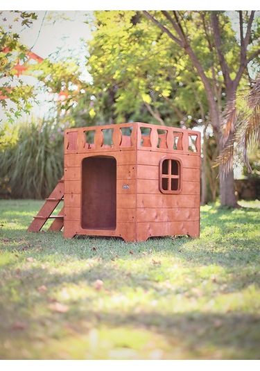 Mandu Ahşap Dublex Köpek Kulübesi Teraslı