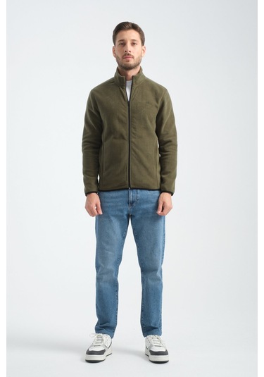 Shooter Sportswear Erkek Polar Sweatshirt Kışlık Standart Fit Outdoor Karyoka Dikiş Detaylı Haki